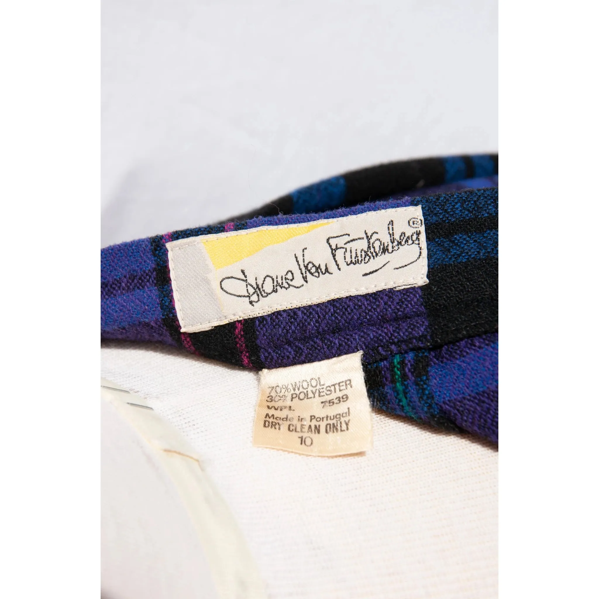 DIANE VON FURSTENBERG Vintage Purple Plaid Pleated Skirt | Size Vintage 10 - Small