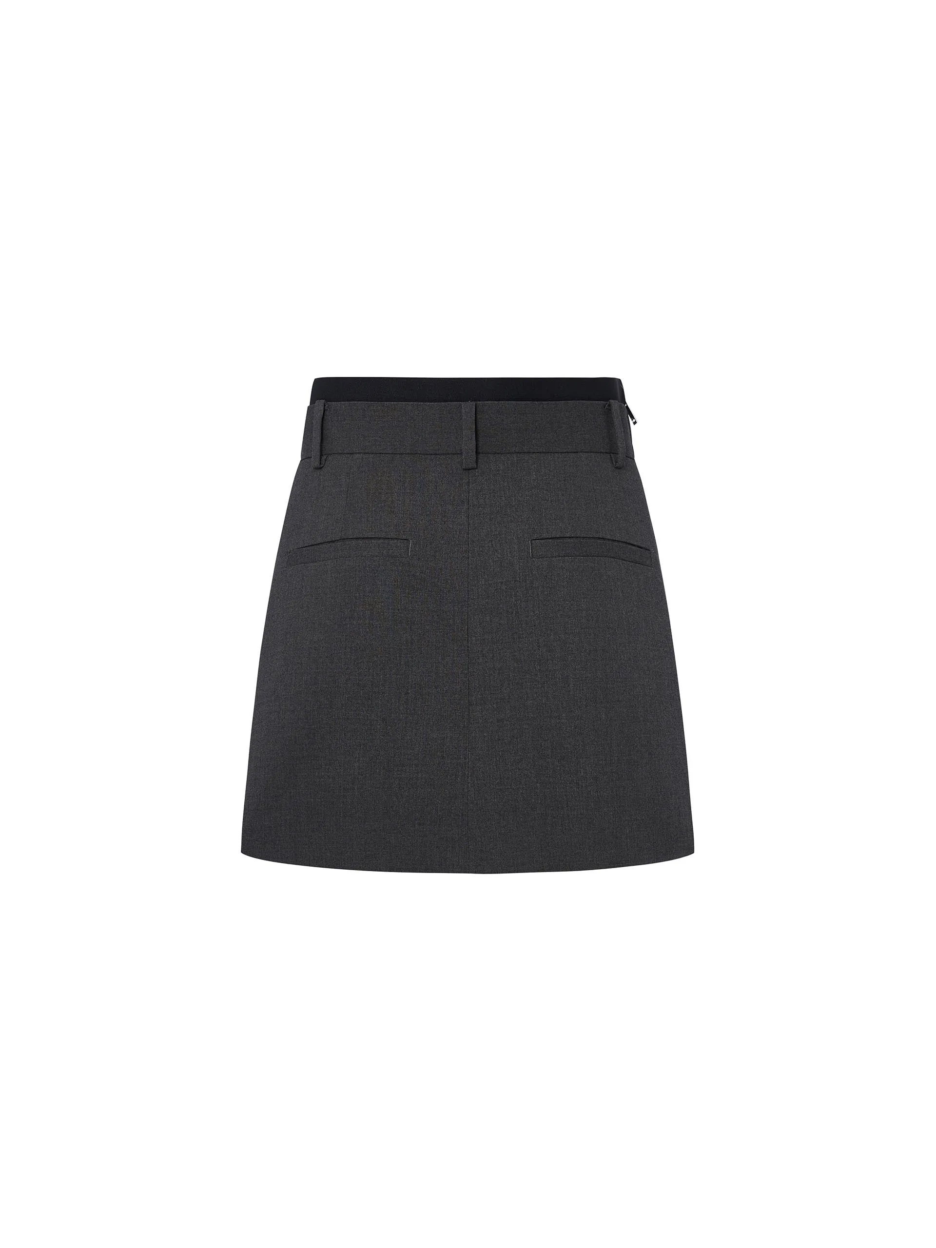 Double Waistband Pleated Skirt