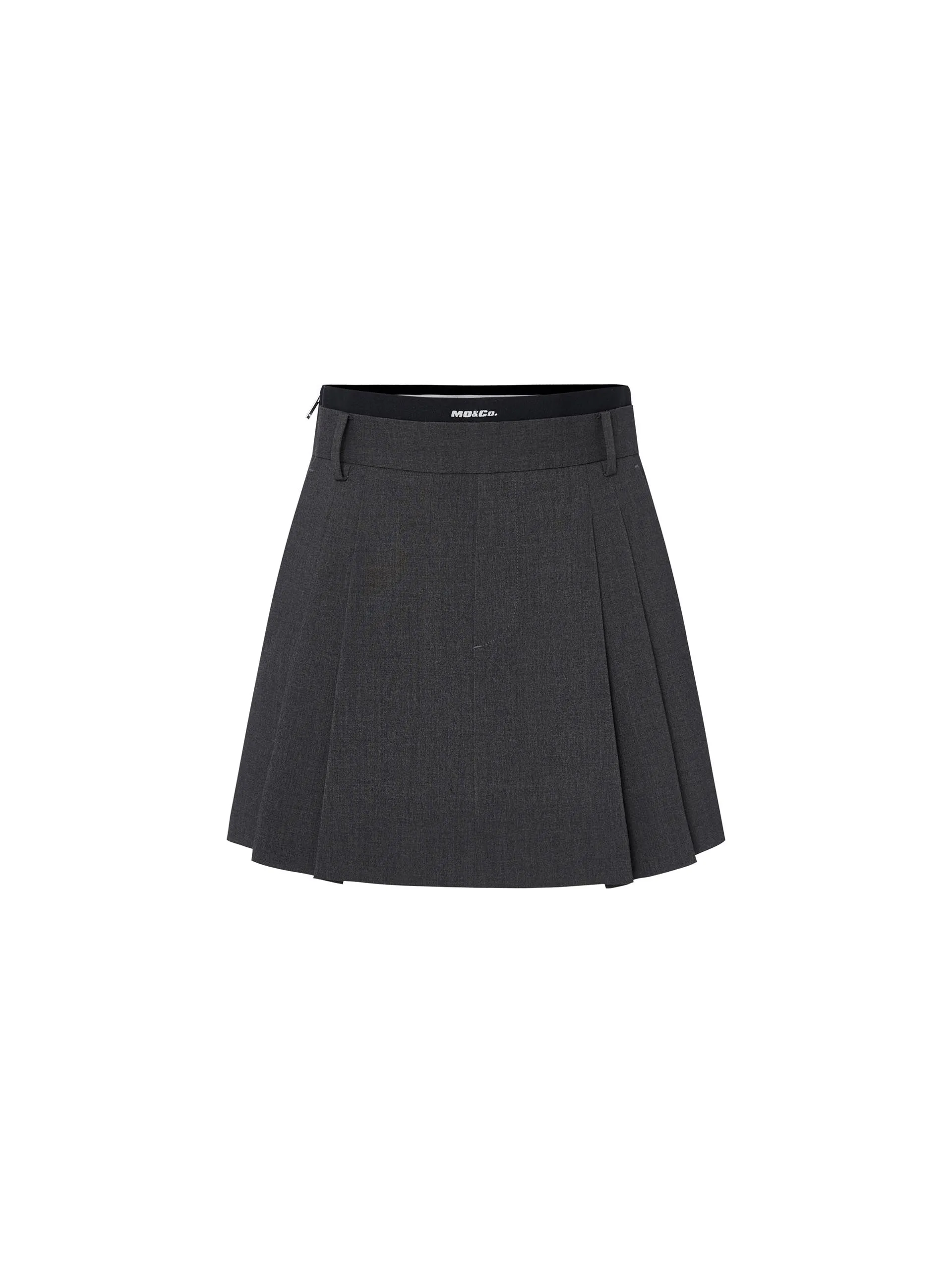 Double Waistband Pleated Skirt