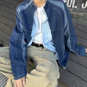 Fashion Splice Denim Loose Jacket