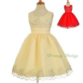 FG317 Beads Embroidery Scalloped Dresses Flower Girl Pageant Occasion Size 2-10