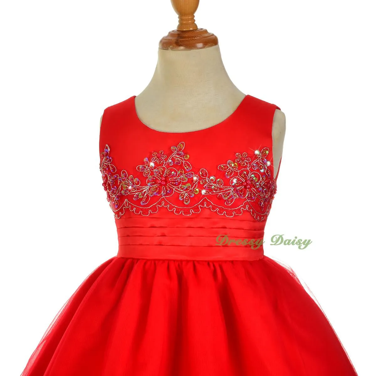 FG317 Beads Embroidery Scalloped Dresses Flower Girl Pageant Occasion Size 2-10
