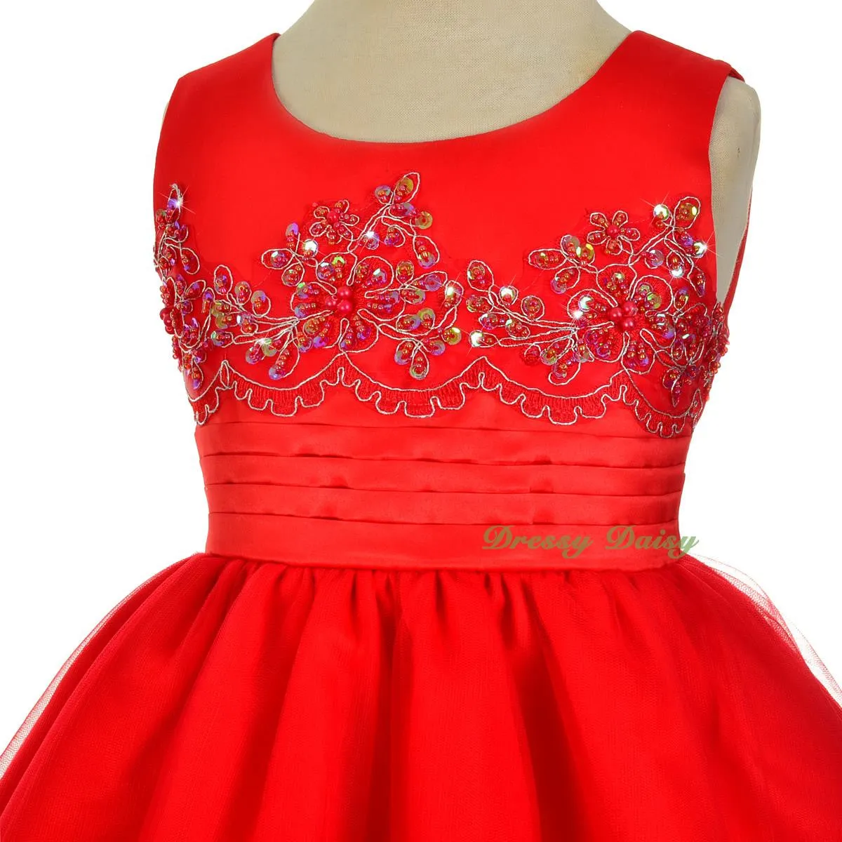 FG317 Beads Embroidery Scalloped Dresses Flower Girl Pageant Occasion Size 2-10