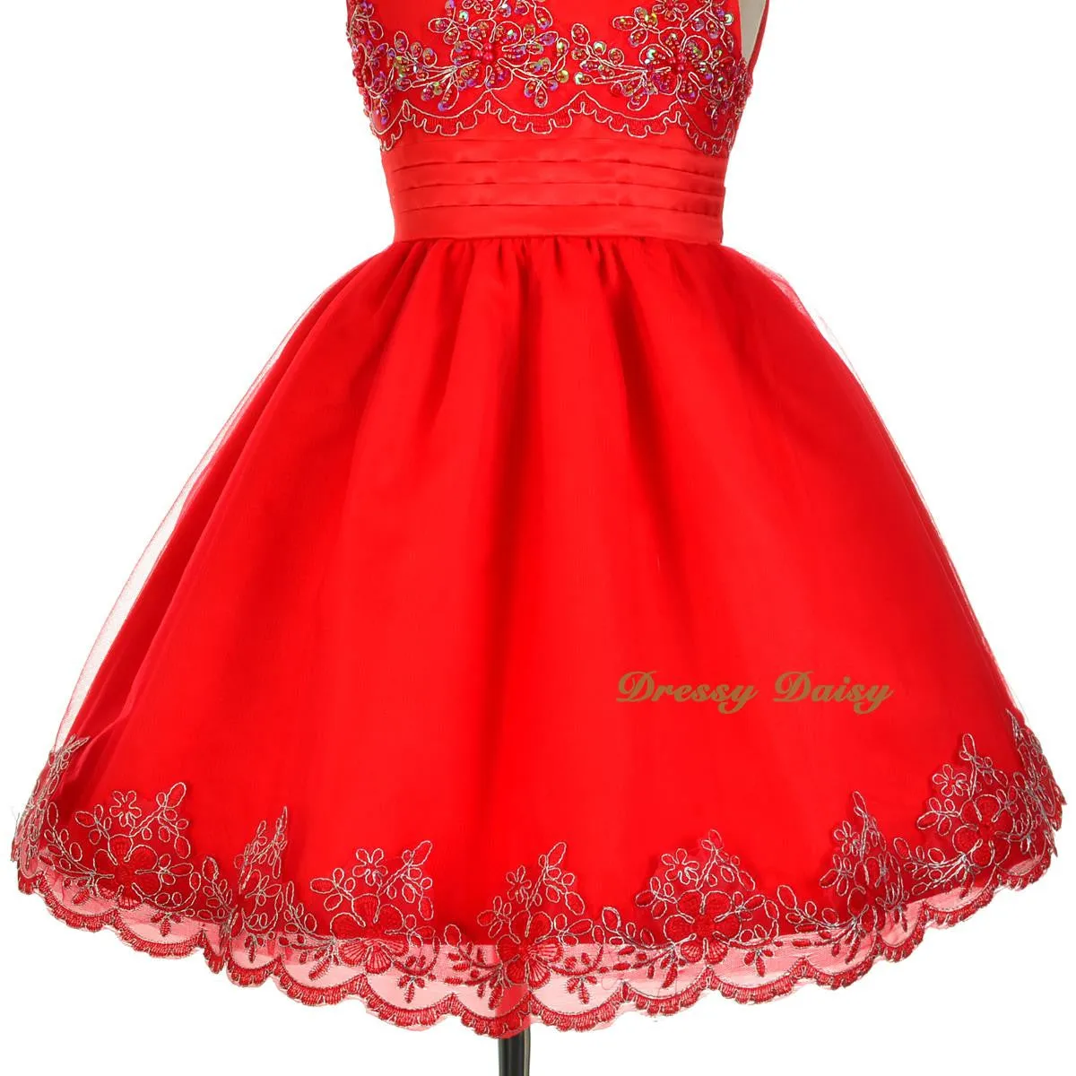 FG317 Beads Embroidery Scalloped Dresses Flower Girl Pageant Occasion Size 2-10