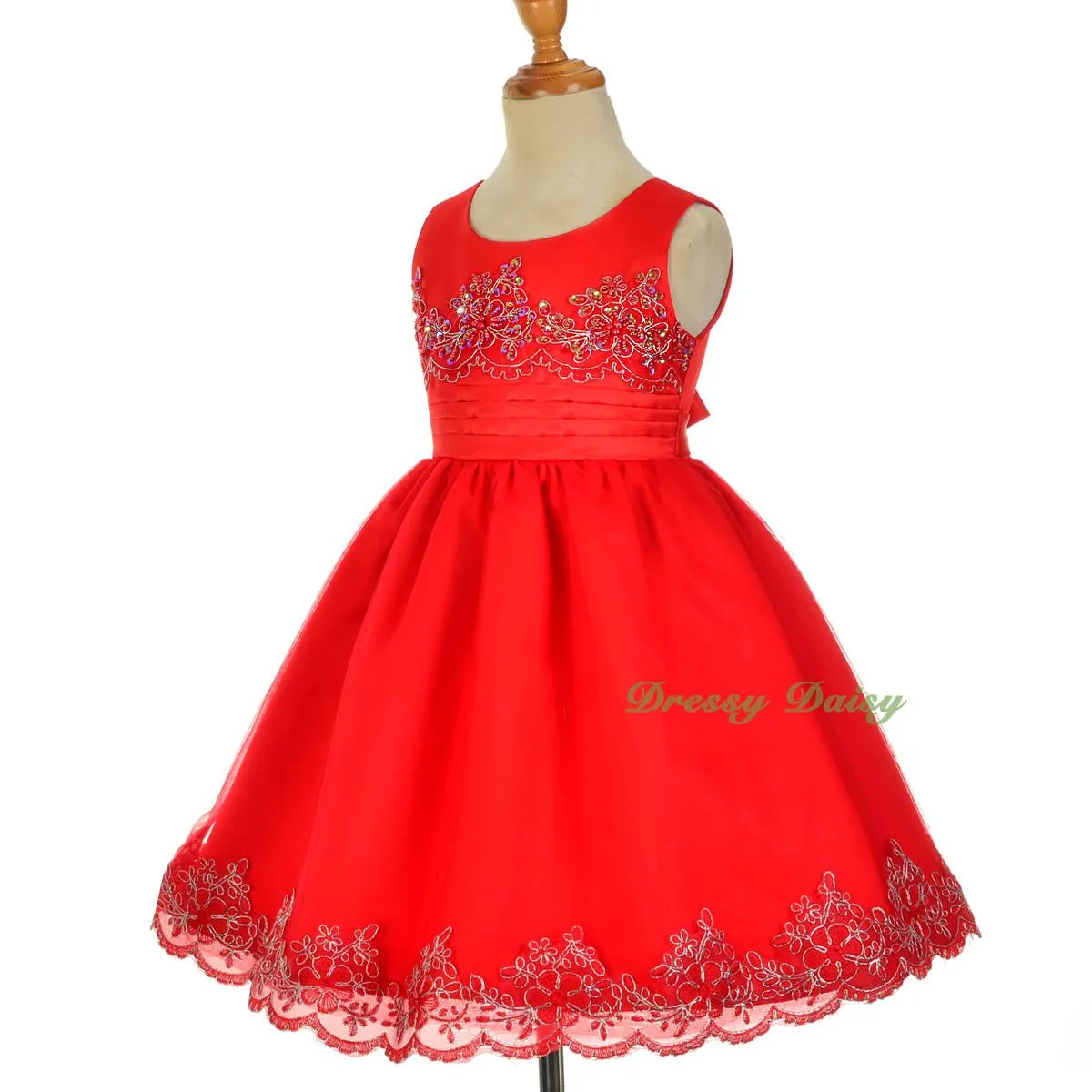 FG317 Beads Embroidery Scalloped Dresses Flower Girl Pageant Occasion Size 2-10