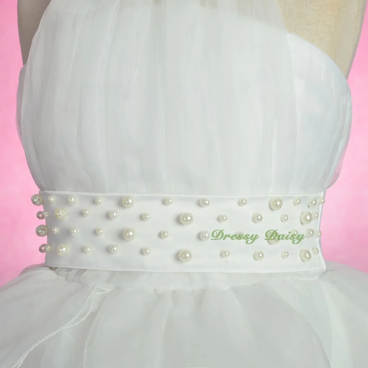 FG326 Rosettes Halter Ball Gown Formal Dress Wedding Flower Girl Pageant Size 4-14