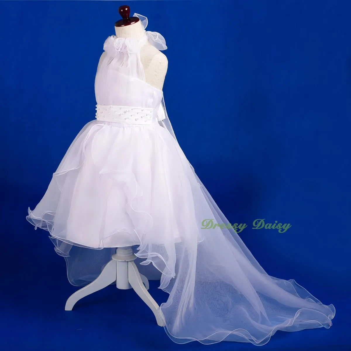 FG326 Rosettes Halter Ball Gown Formal Dress Wedding Flower Girl Pageant Size 4-14