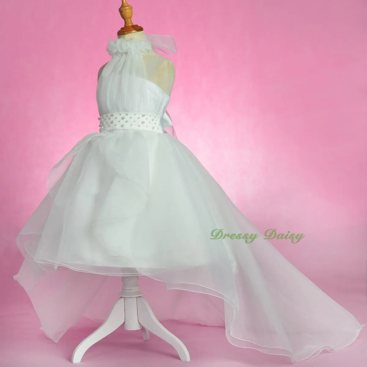 FG326 Rosettes Halter Ball Gown Formal Dress Wedding Flower Girl Pageant Size 4-14