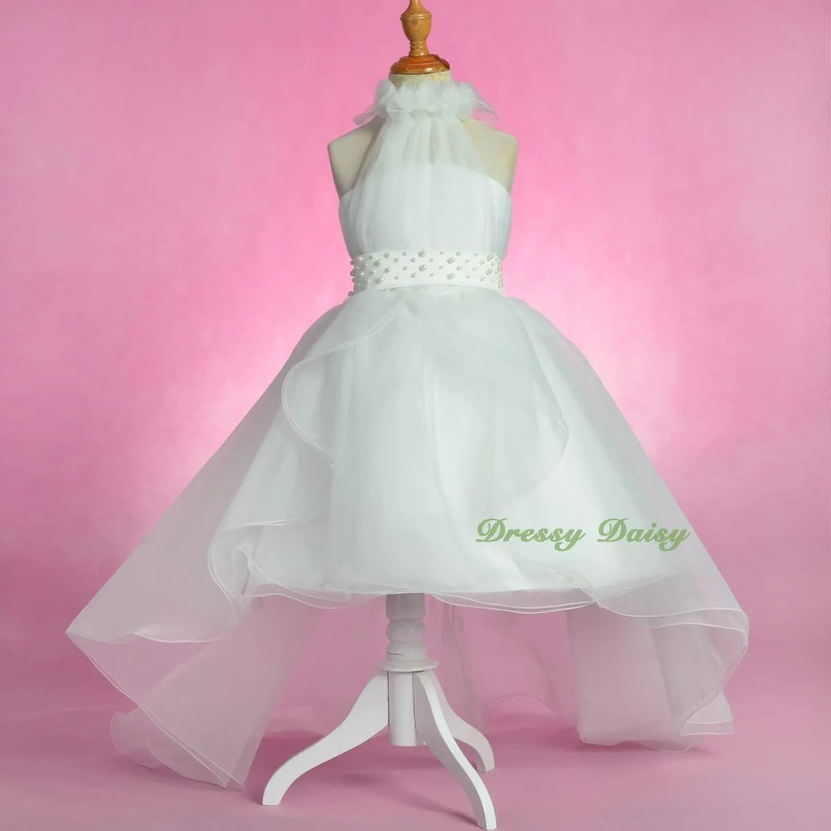 FG326 Rosettes Halter Ball Gown Formal Dress Wedding Flower Girl Pageant Size 4-14