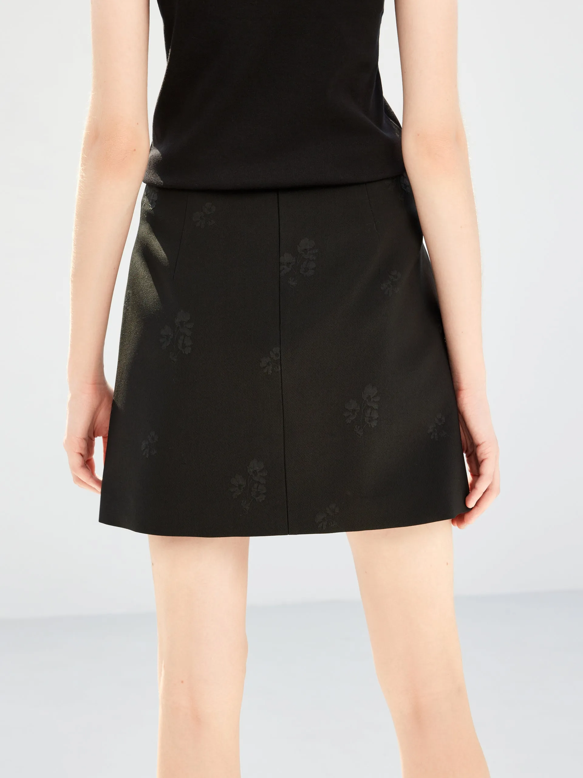 Floral Jacquard Pleated Skirt