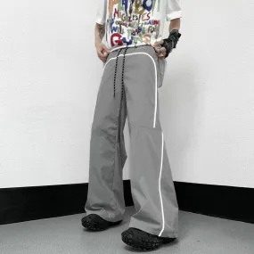 Harajuku Y2k Sweatpants Men Women Joggers Oversize Streetwear Wide Leg Pants Men Casual Reflective Striped Trousers