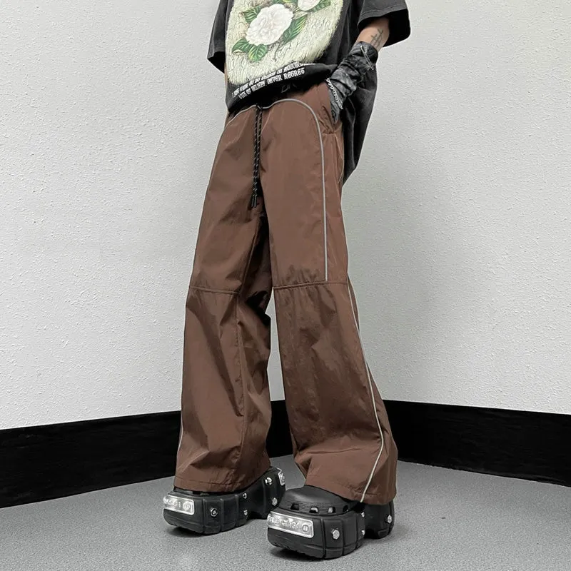 Harajuku Y2k Sweatpants Men Women Joggers Oversize Streetwear Wide Leg Pants Men Casual Reflective Striped Trousers