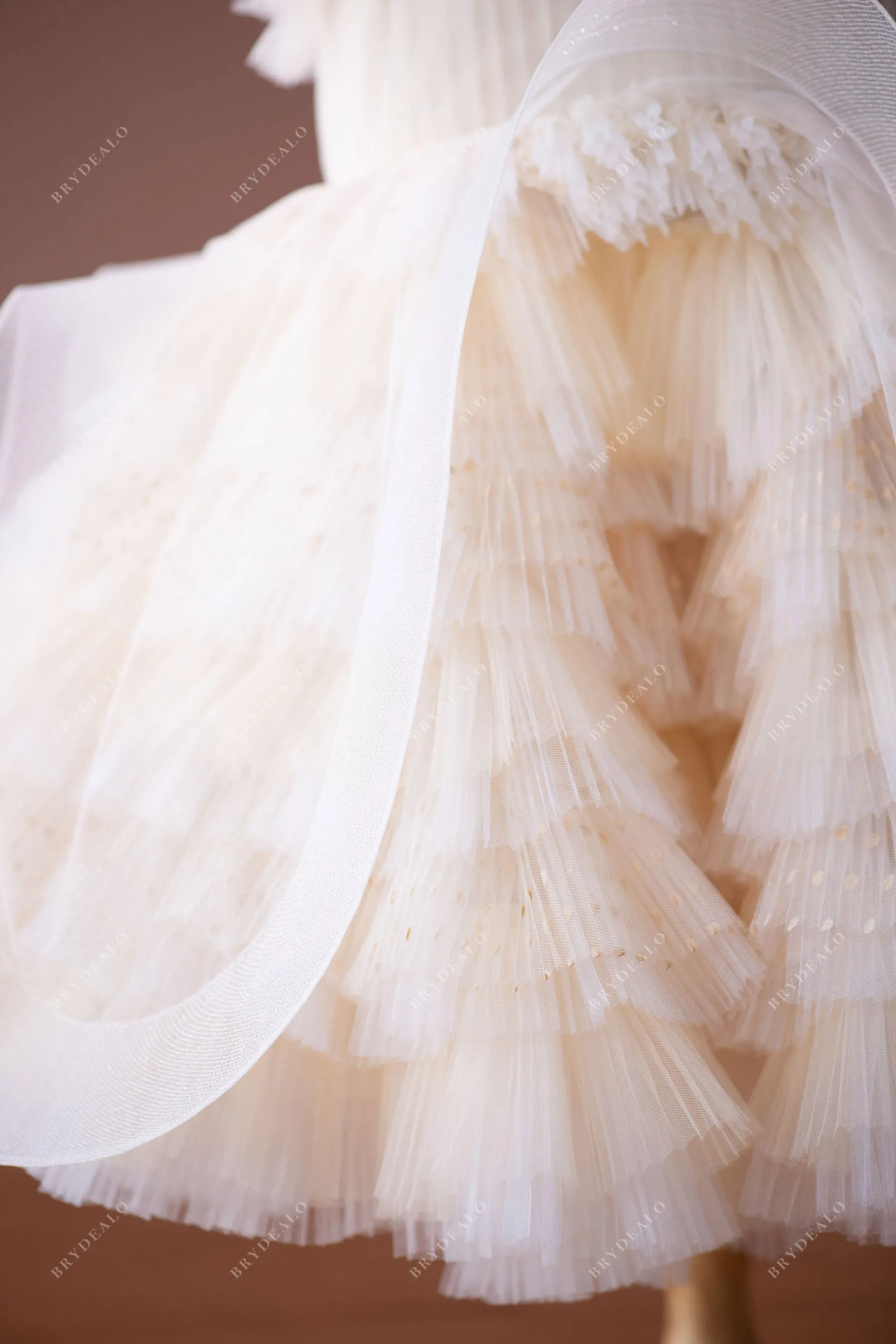 Haute Couture Flowers Designer Ruffled Tulle Knee Length Kids Formal Wear