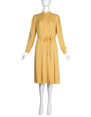 Hermes Vintage 1980s Yellow Horse Novelty Silk Jacquard Secretary Dress