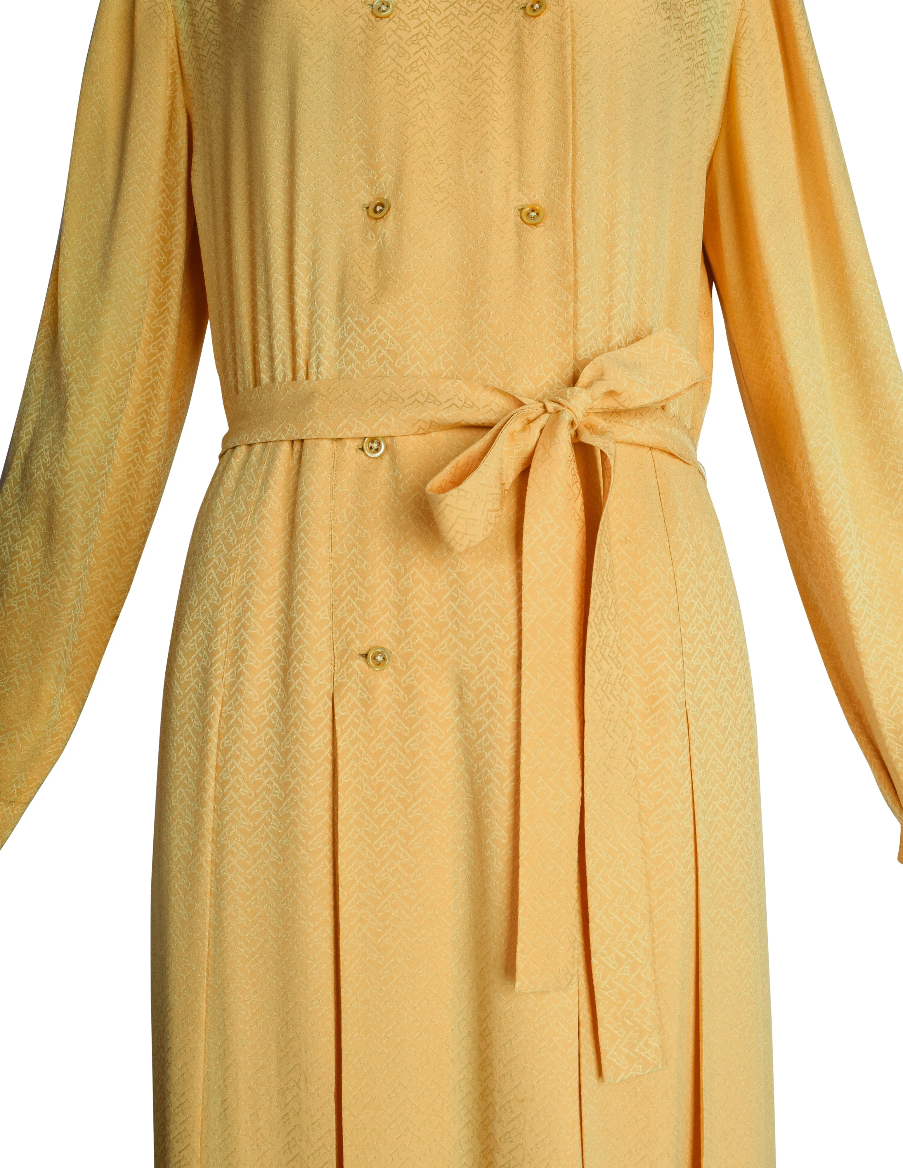Hermes Vintage 1980s Yellow Horse Novelty Silk Jacquard Secretary Dress