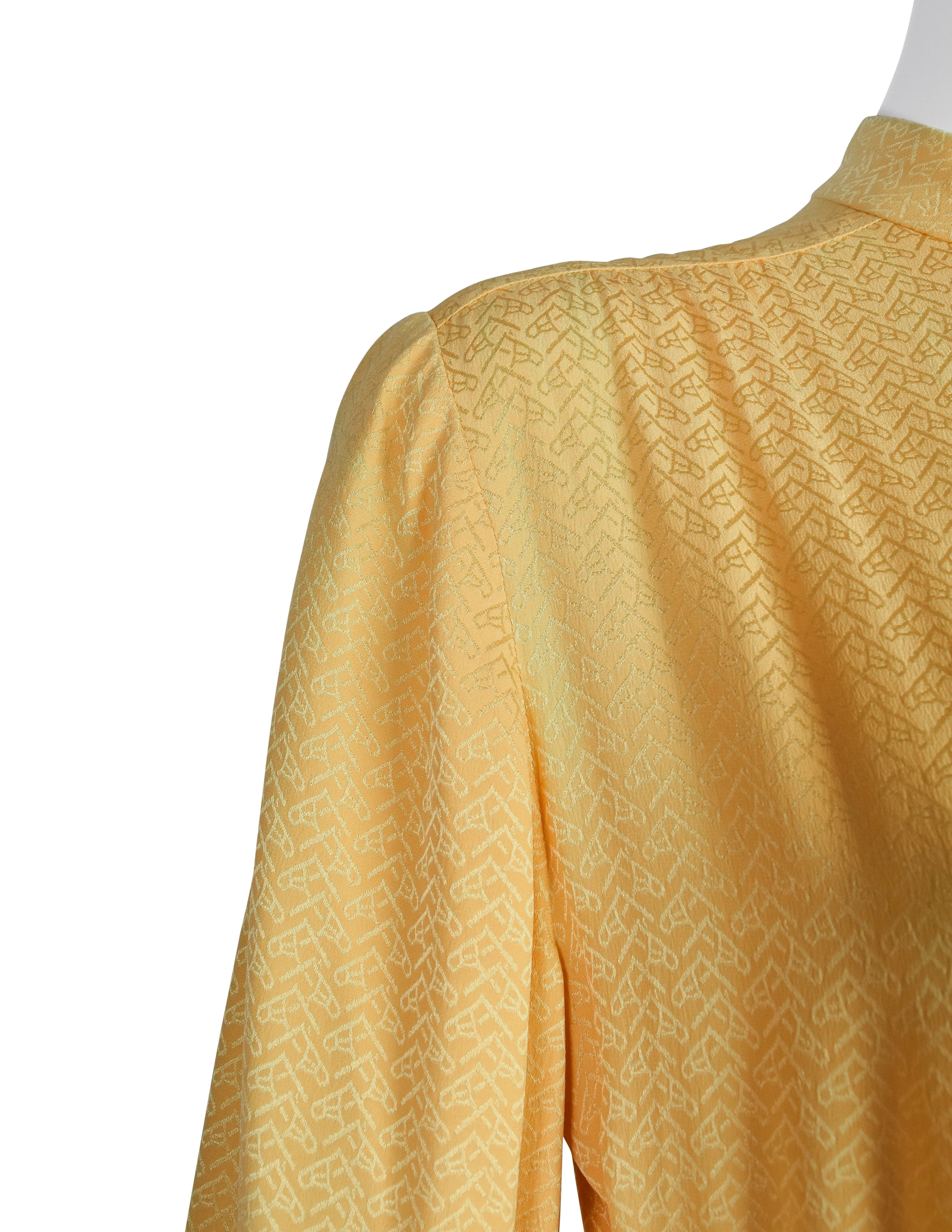 Hermes Vintage 1980s Yellow Horse Novelty Silk Jacquard Secretary Dress