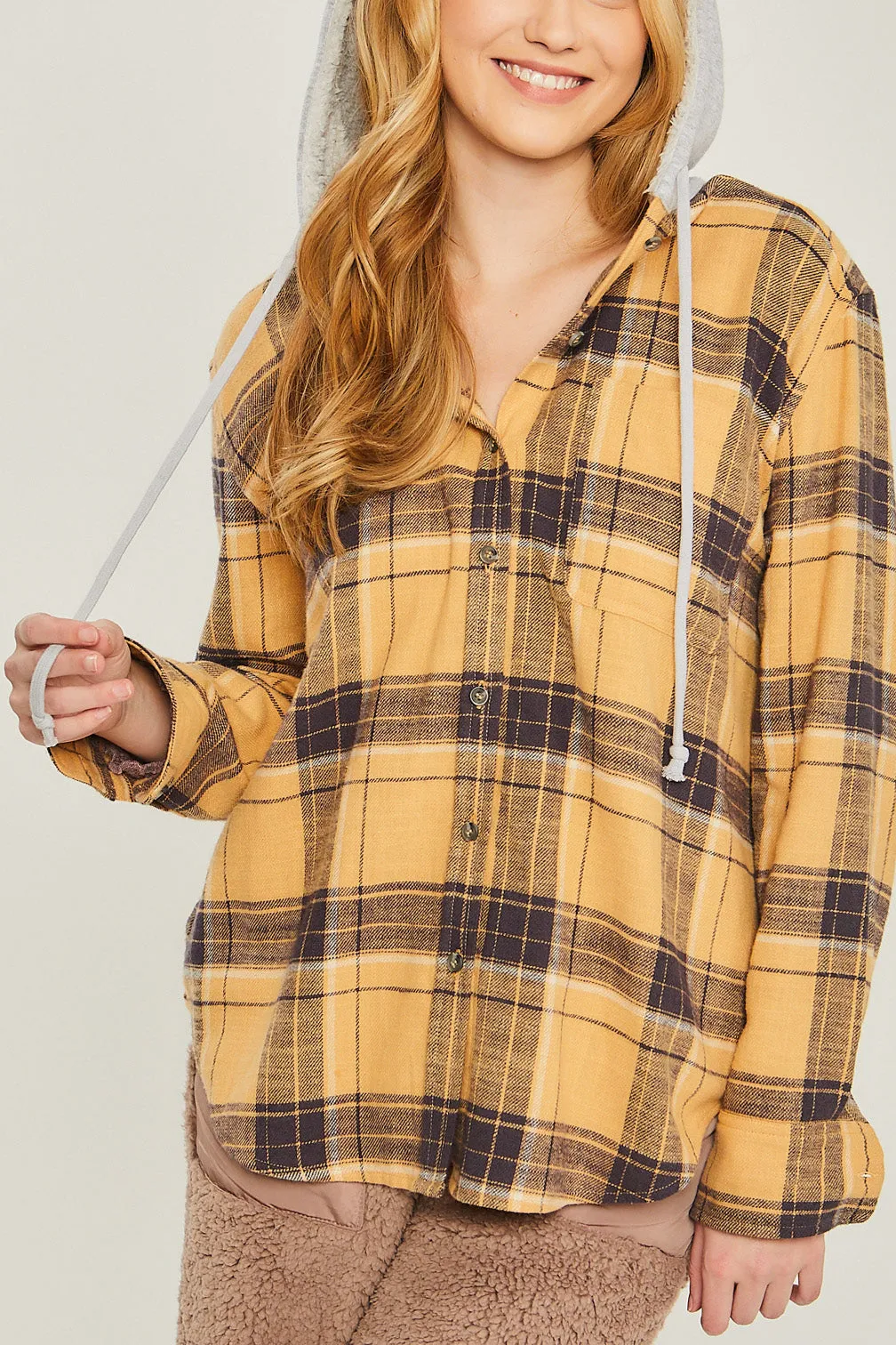 Hooded Flannel Shirt Jacket