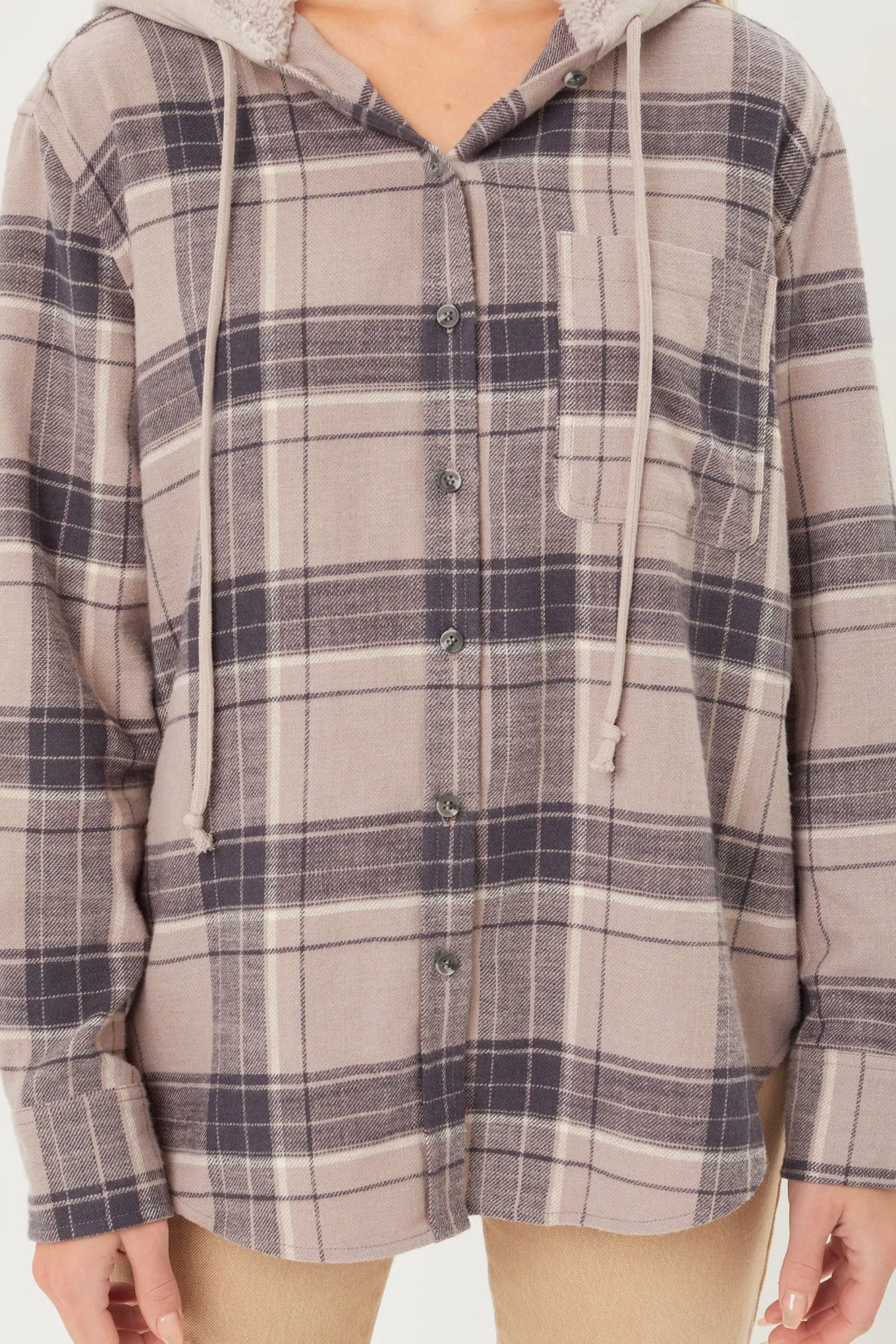 Hooded Flannel Shirt Jacket