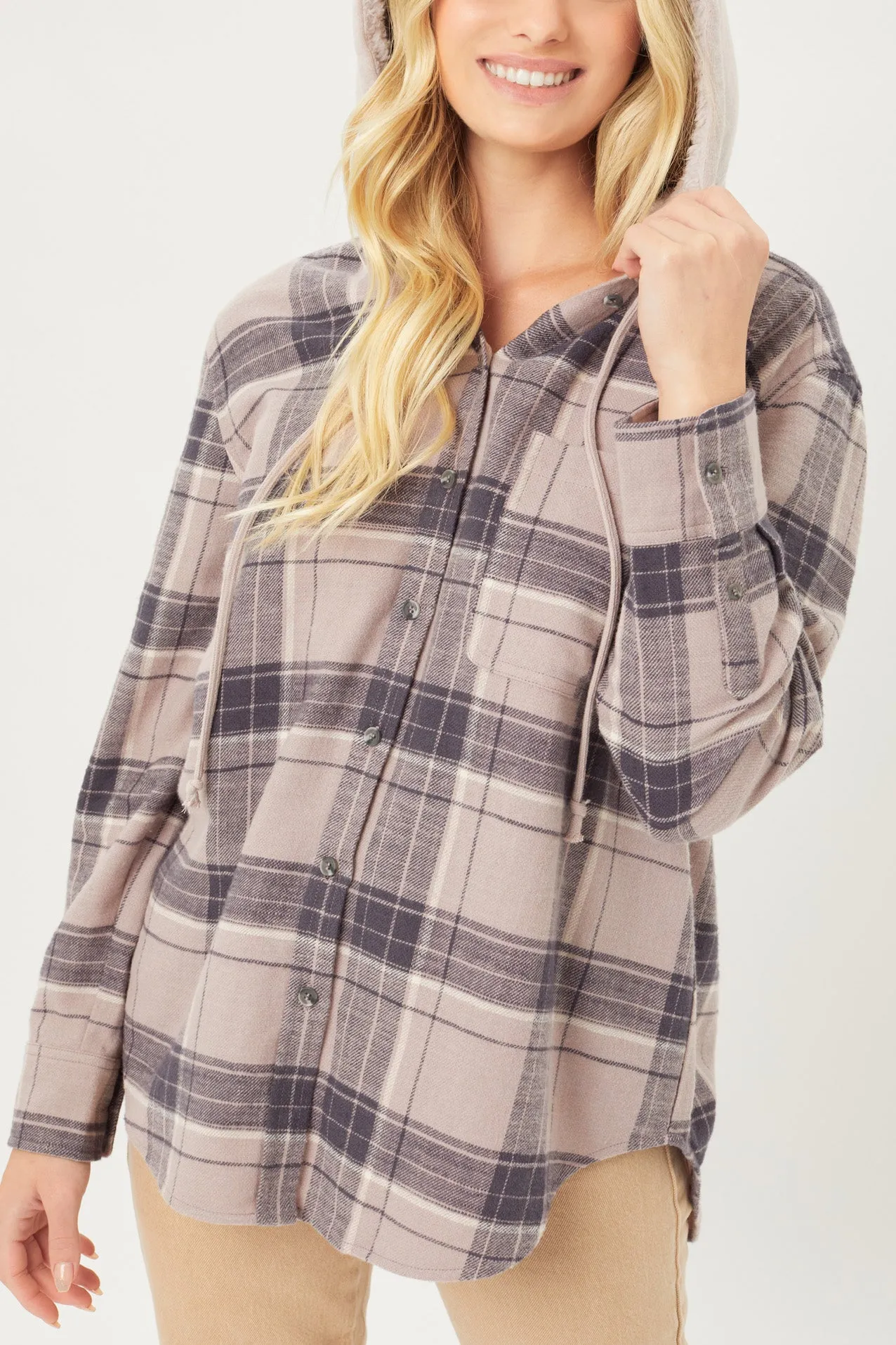 Hooded Flannel Shirt Jacket