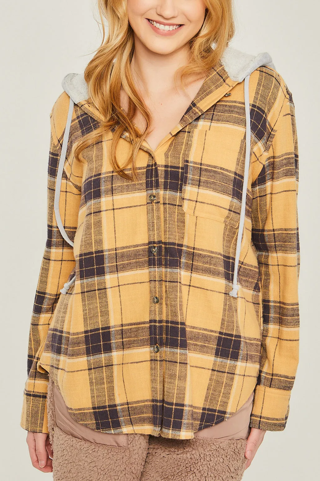 Hooded Flannel Shirt Jacket