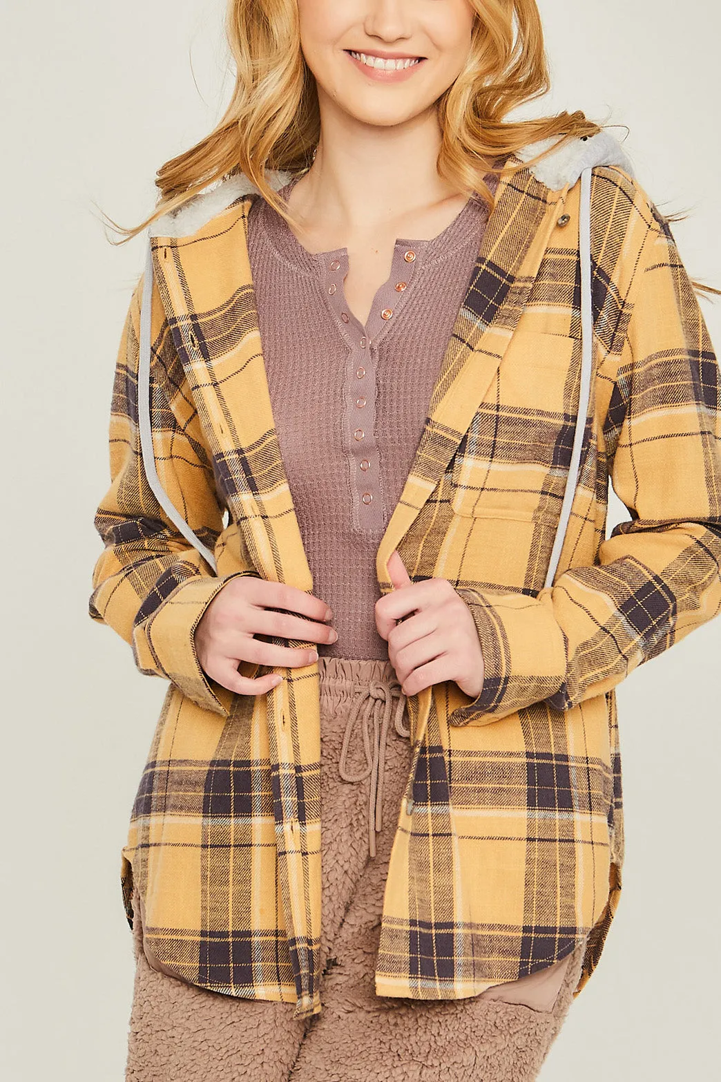Hooded Flannel Shirt Jacket