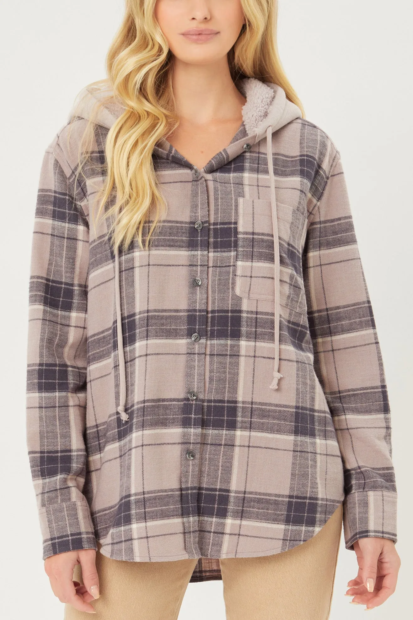Hooded Flannel Shirt Jacket