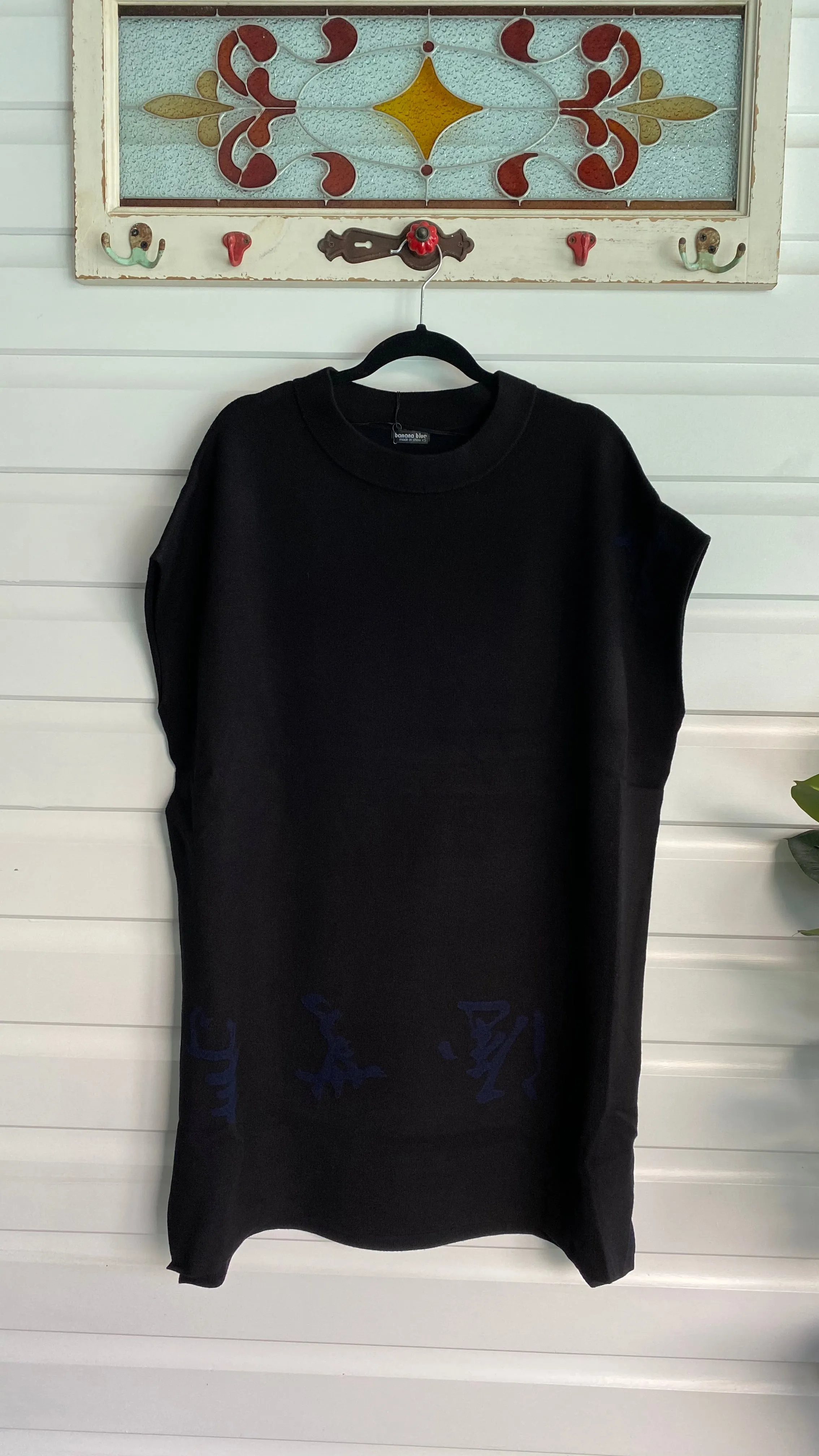 Jacquard Tunic Dress in Black/Navy