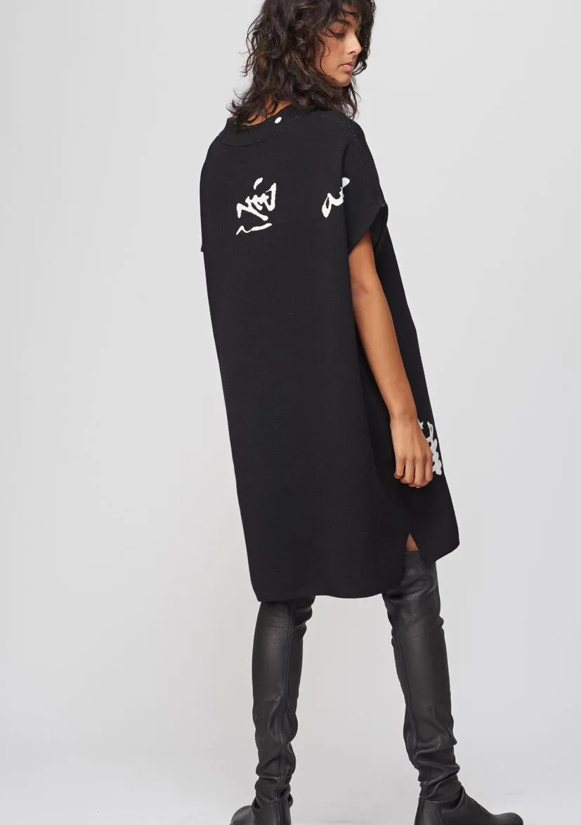 Jacquard Tunic Dress in Black/Navy