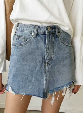 Jeans Skirt Women High Waist Jupe Irregular