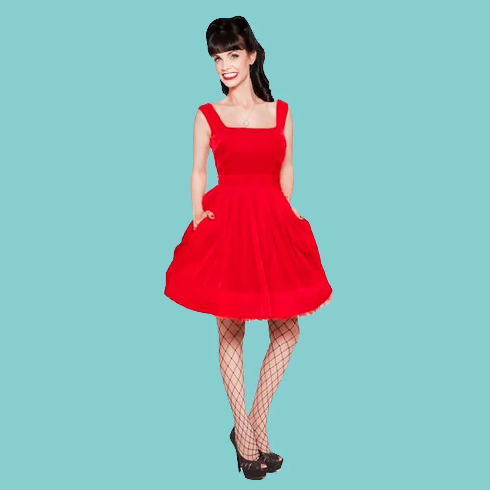 Kinny & Howie Ruby Silk Velvet Empire Swing Dress