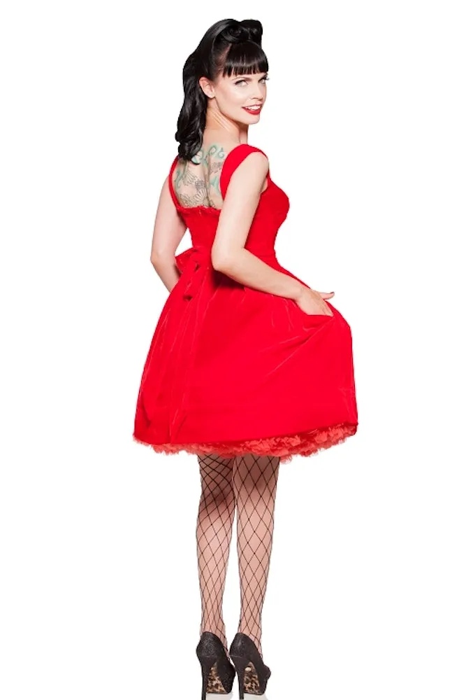 Kinny & Howie Ruby Silk Velvet Empire Swing Dress