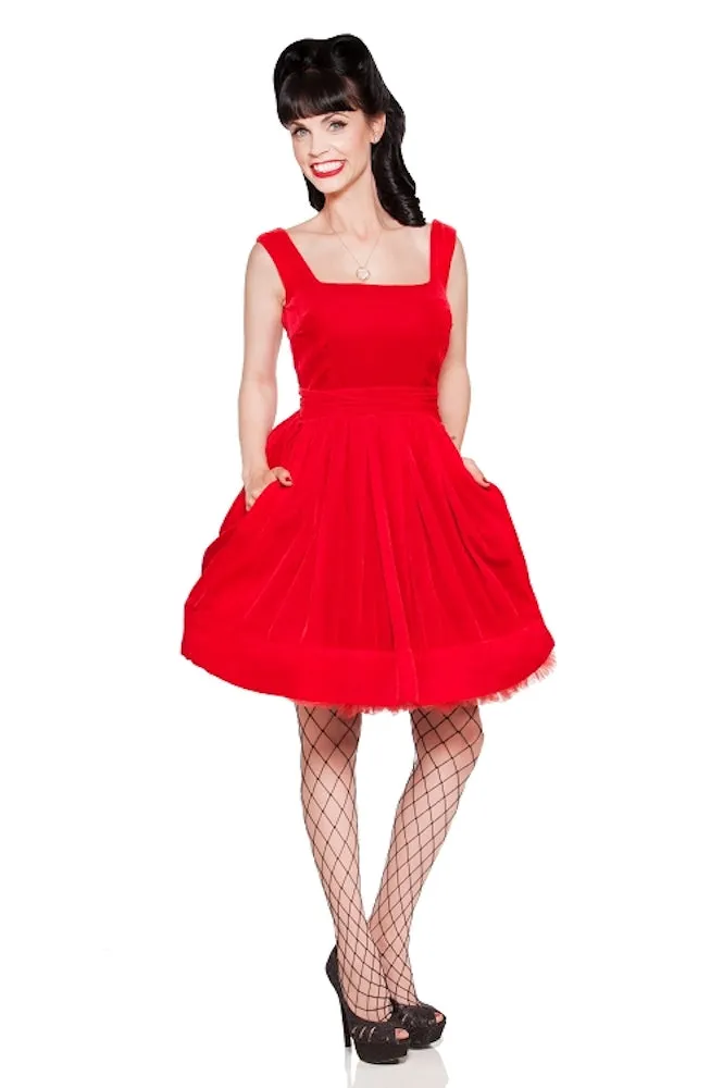Kinny & Howie Ruby Silk Velvet Empire Swing Dress