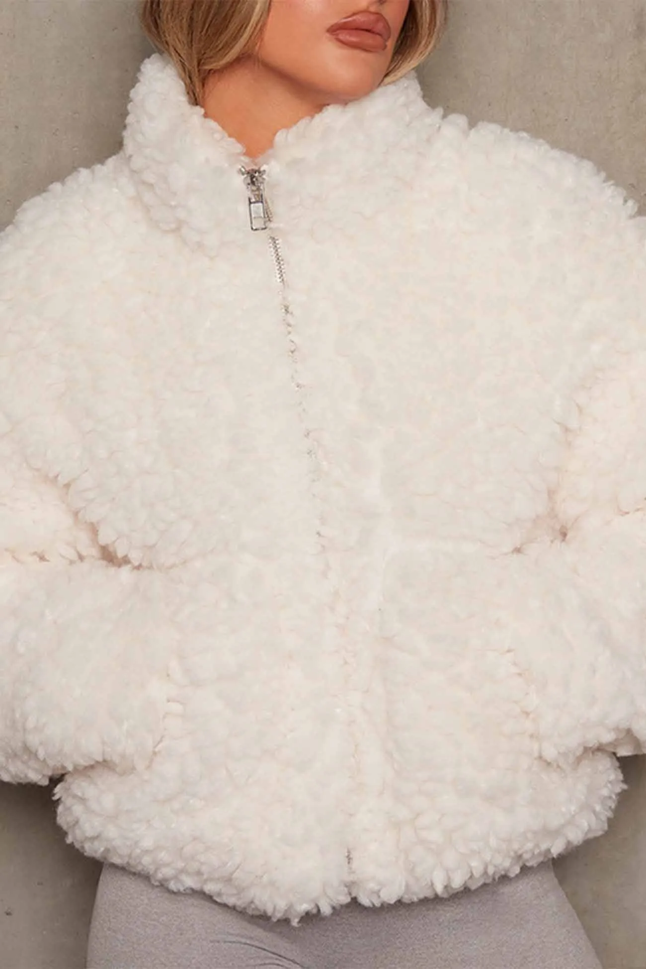Long Sleeve Plush Zip Up Jacket