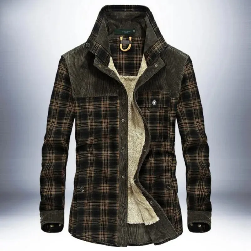 Men Casual ShirtsWool Fleece Plaid