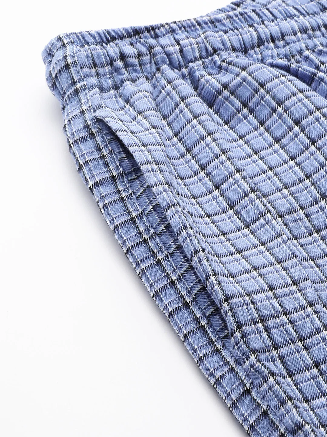 Men's Cotton Blue & Black Checked Track Pant - Sojanya
