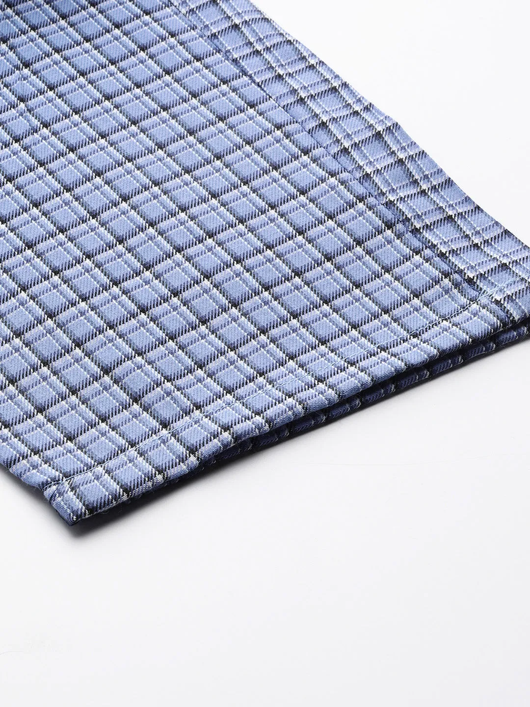 Men's Cotton Blue & Black Checked Track Pant - Sojanya