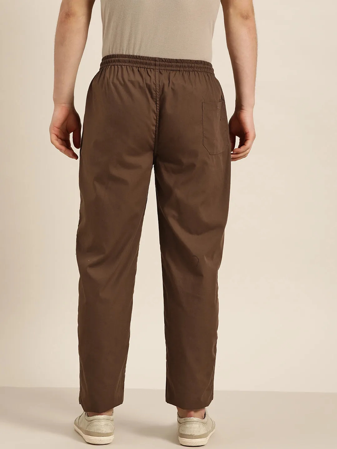 Men's Cotton Brown Solid Track Pant  - Sojanya