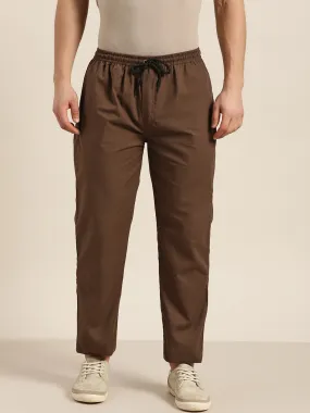 Men's Cotton Brown Solid Track Pant  - Sojanya