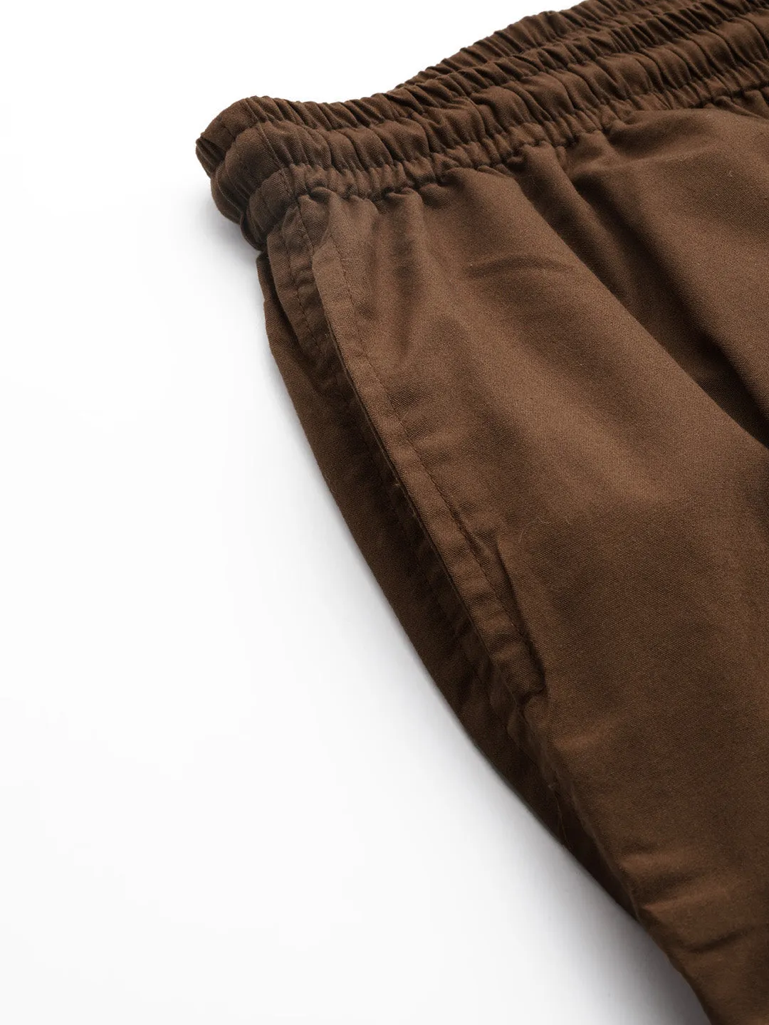 Men's Cotton Brown Solid Track Pant  - Sojanya