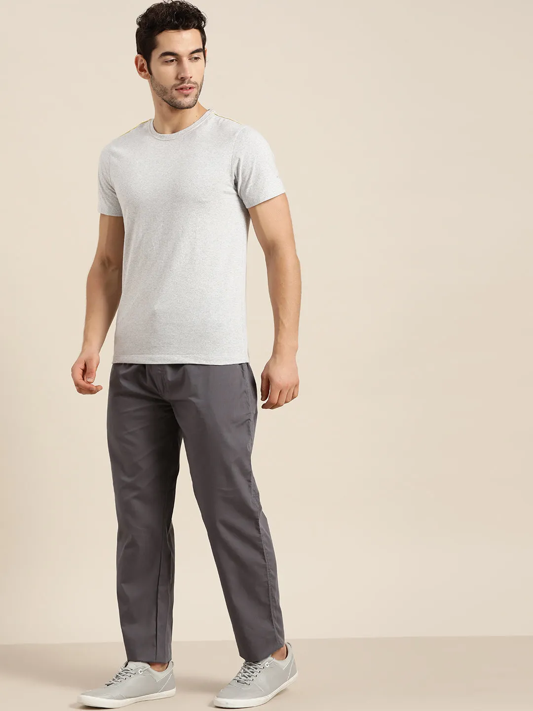 Men's Cotton Dark grey Solid Track Pant  - Sojanya