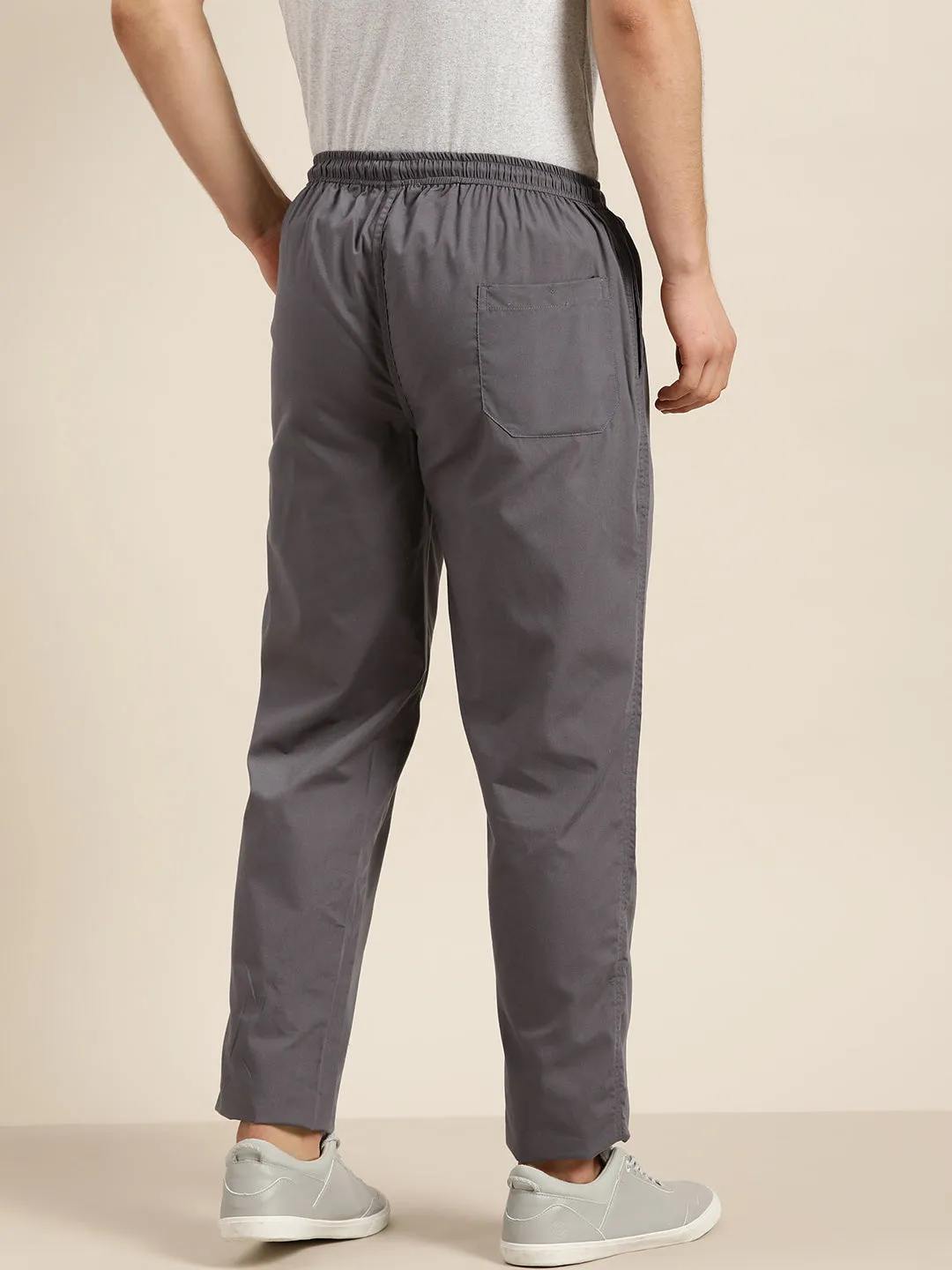Men's Cotton Dark grey Solid Track Pant  - Sojanya