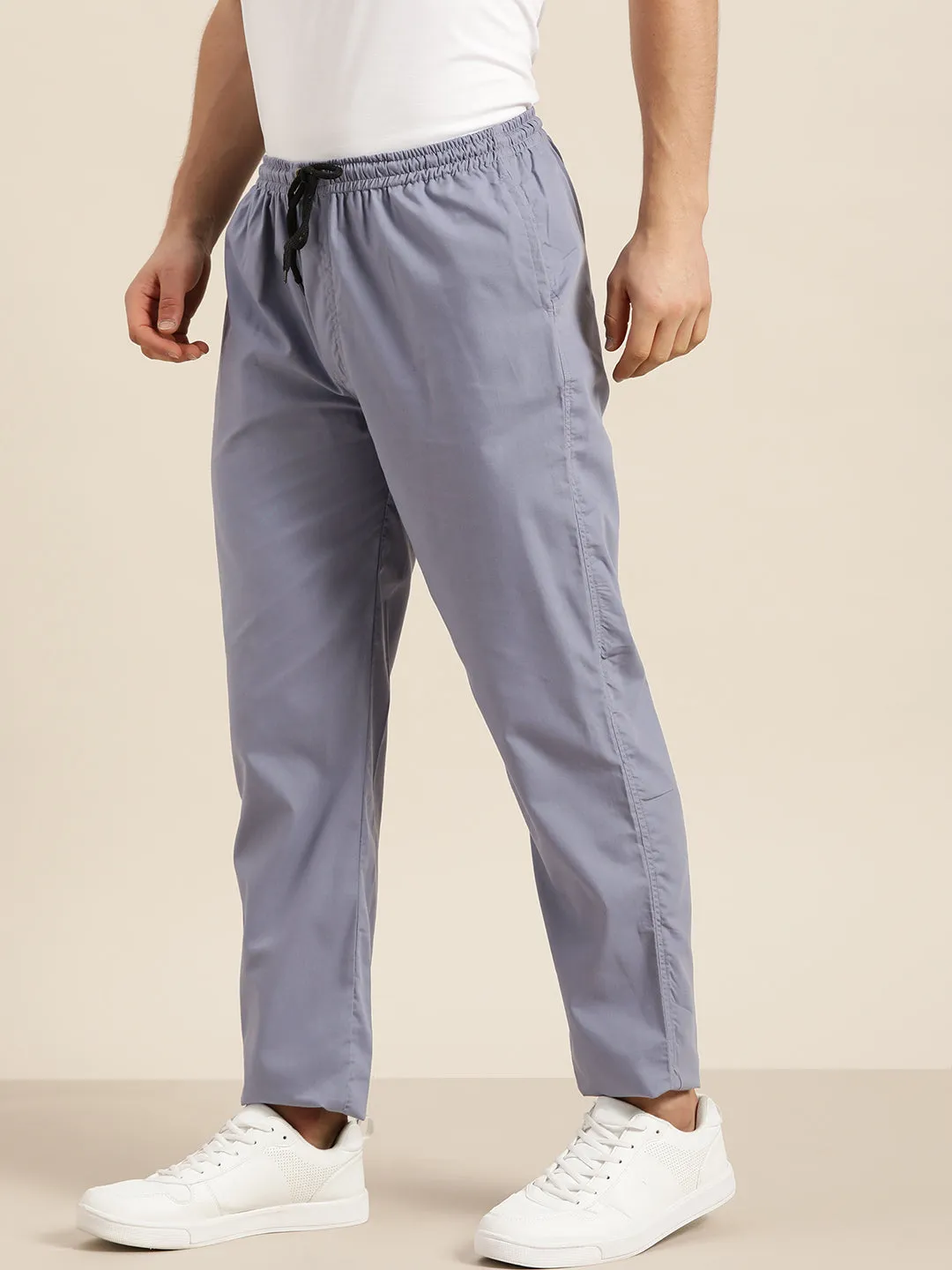 Men's Cotton Light Grey Solid Track Pant  - Sojanya