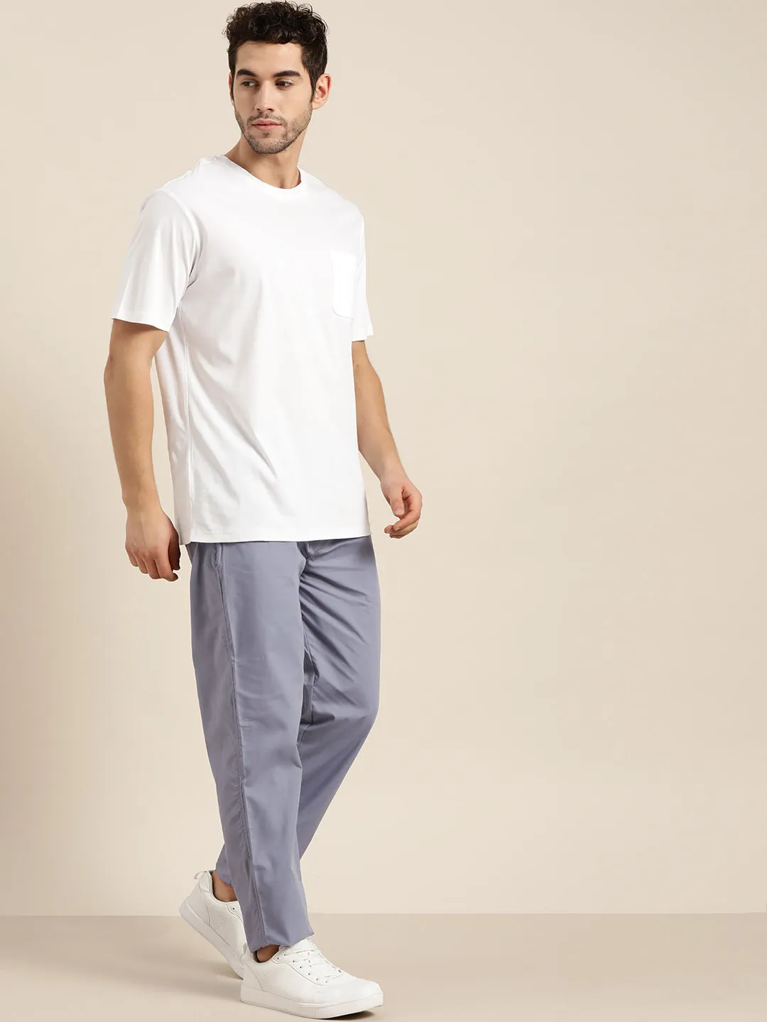 Men's Cotton Light Grey Solid Track Pant  - Sojanya
