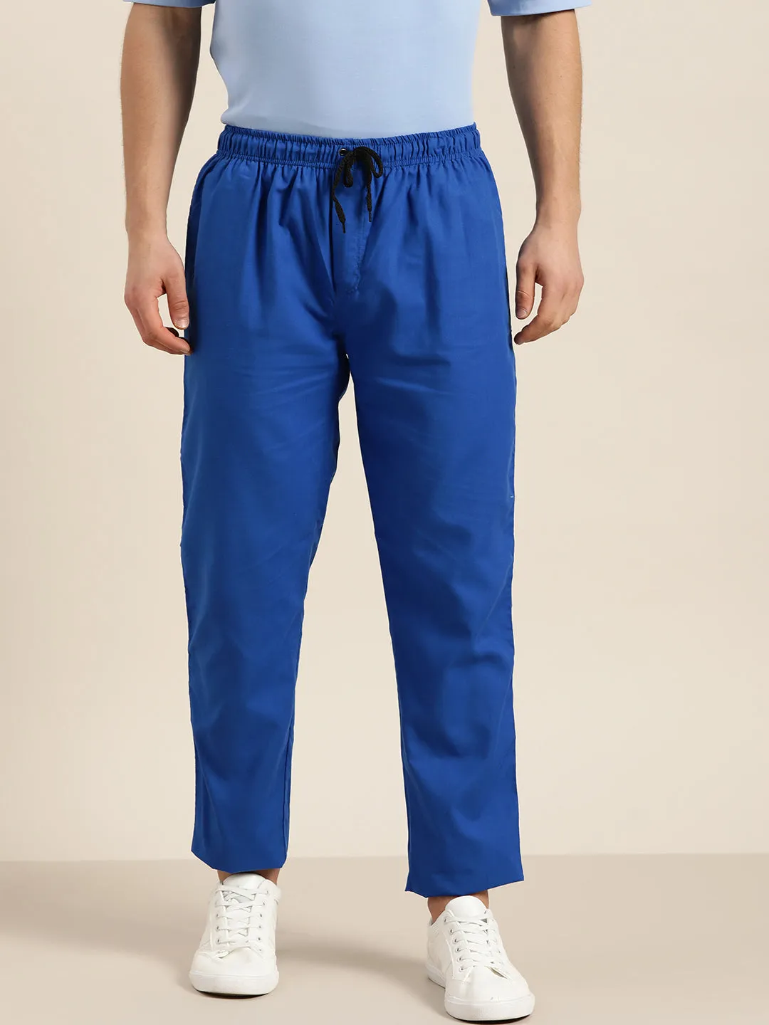 Men's Cotton Royal Blue Solid Track Pant  - Sojanya
