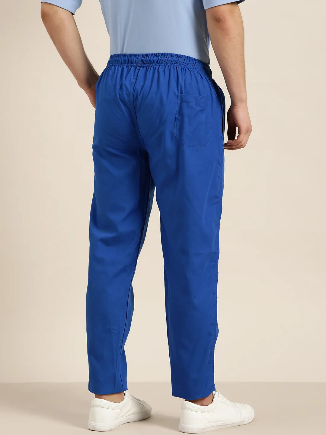 Men's Cotton Royal Blue Solid Track Pant  - Sojanya