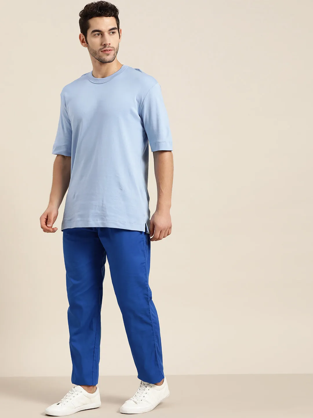 Men's Cotton Royal Blue Solid Track Pant  - Sojanya