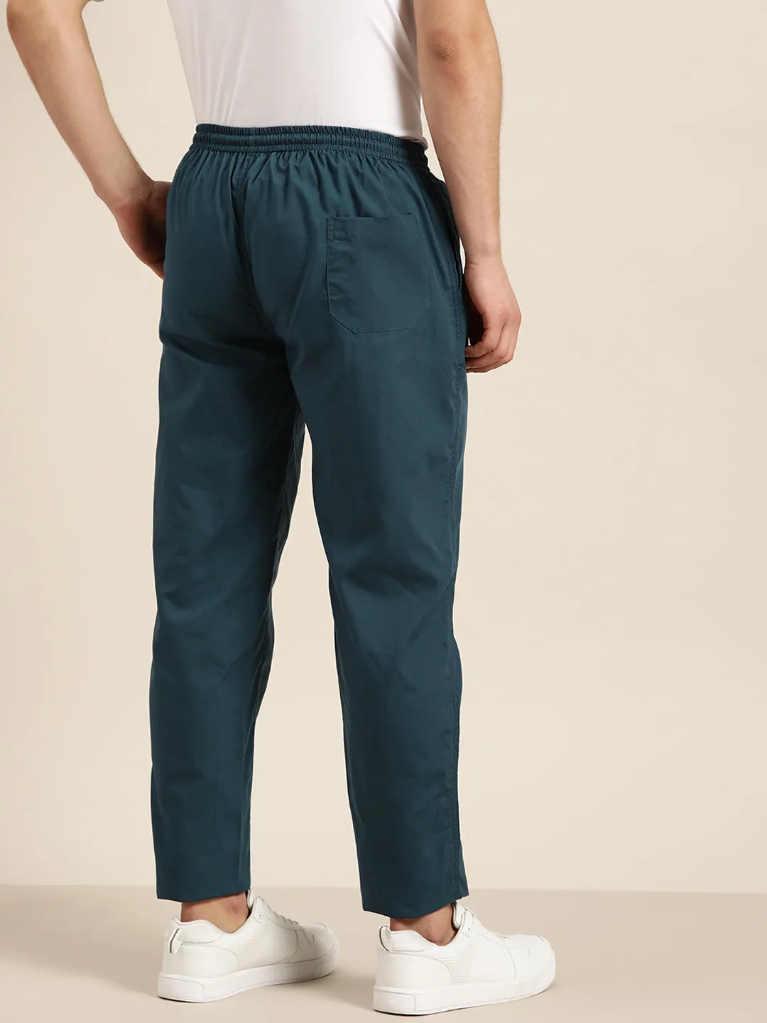 Men's Cotton Teal Blue Solid Track Pant  - Sojanya