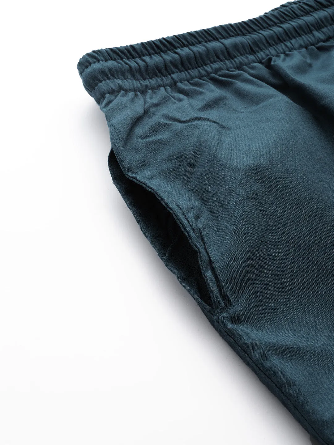 Men's Cotton Teal Blue Solid Track Pant  - Sojanya