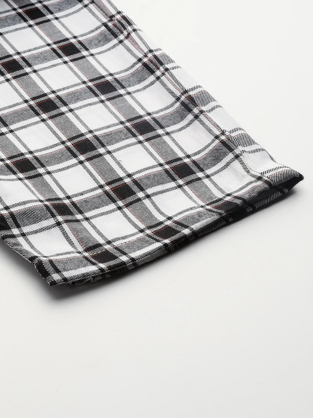 Men's Cotton White & Black Checked Track Pant  - Sojanya