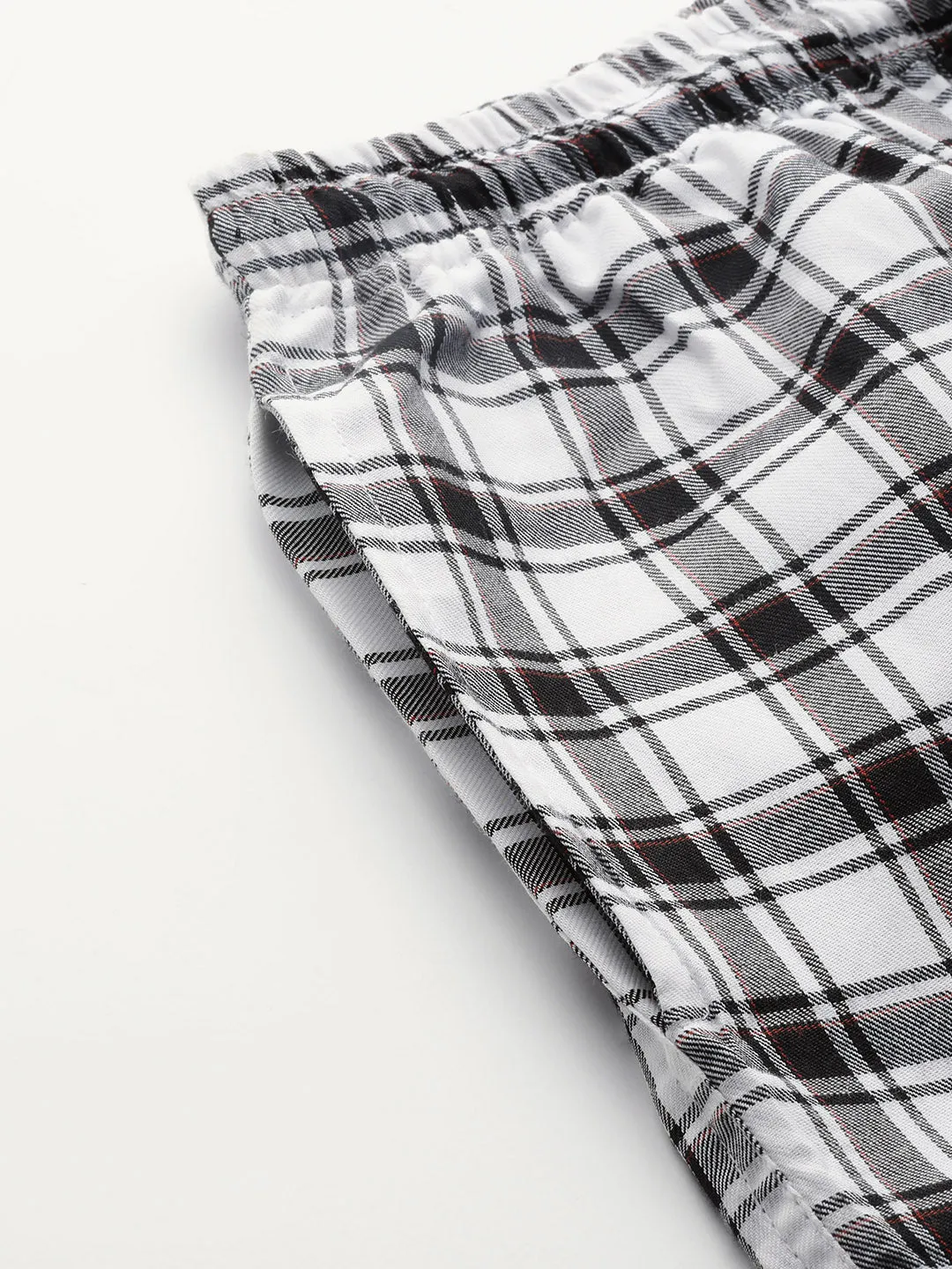Men's Cotton White & Black Checked Track Pant  - Sojanya